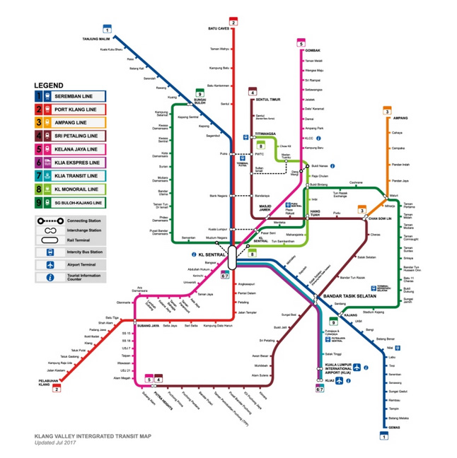 Схема общественного транспорта Куала Лумпур